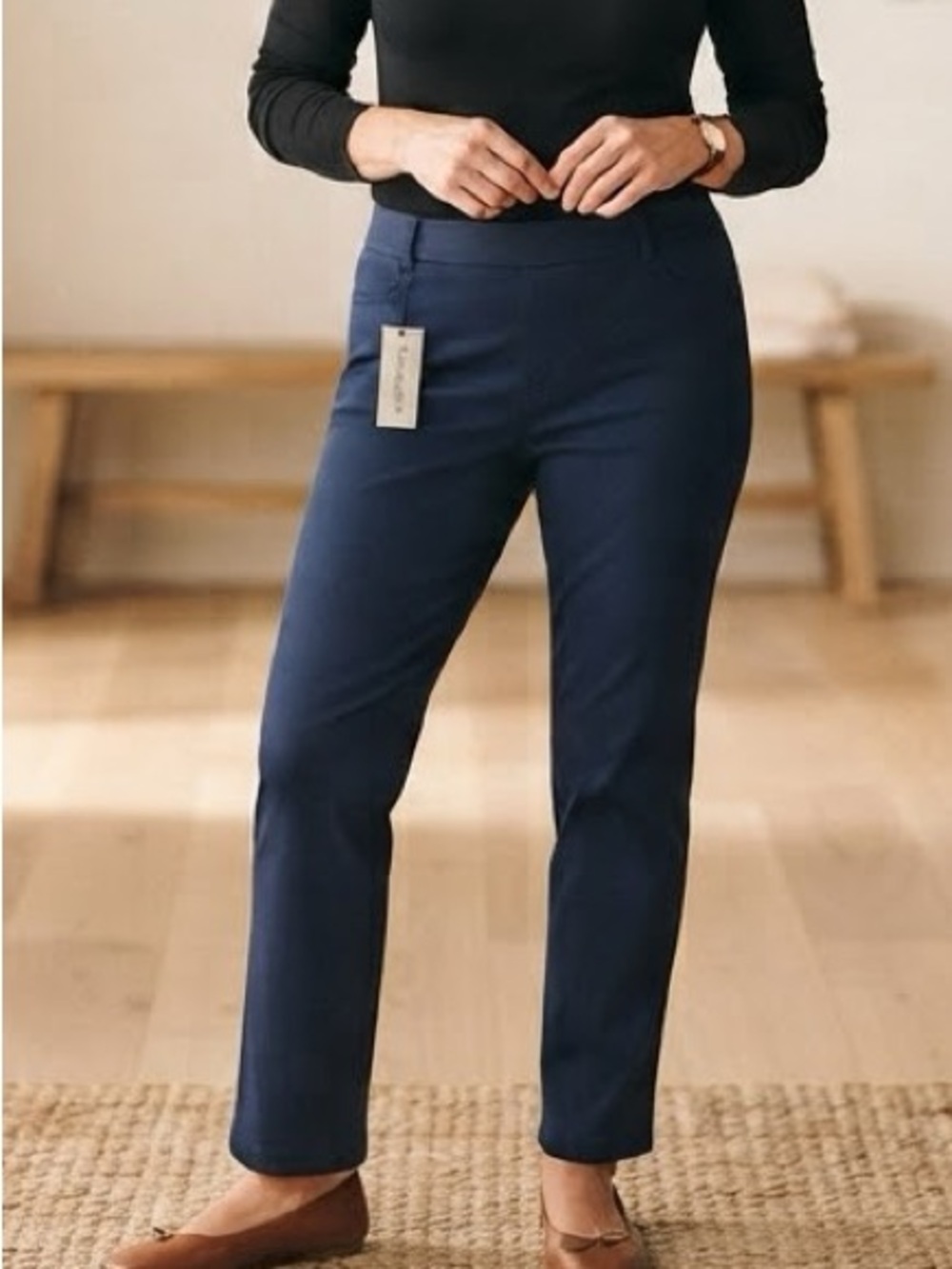 Zac & Rachel Wrinkle-Resistant Pull-On Dress Pants Blue Size 14 NWT